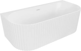 Mexen Sella banheira independente de parede com textura 150 x 75 cm, branco mate, extravasor branco - 52711507501-20