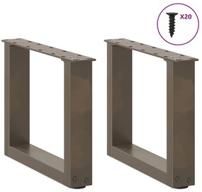 Pés para mesa de centro em formato de U, 2 peças, aço natural, 40x(30-