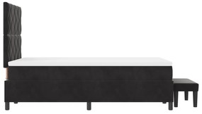 Cama box spring com colchão e banco preto 120x200 cm veludo