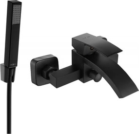 Mexen Libra Misturadora de banheira R77 com conjunto de chuveiro, preta - 74513R77-70