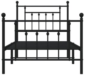 Estrutura de cama com cabeceira e pés 90x200 cm metal preto