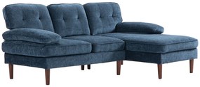 Sofá de Canto com Chaise Longue em Forma de L Estofado em Poliéster para Sala Capacidade 250 kg 215x142x88 cm Azul