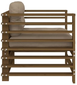 Cadeiras de jardim c/ almofadões 2pcs pinho maciço castanho-mel