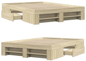 Estrutura de cama 135x190 cm derivados madeira carvalho sonoma