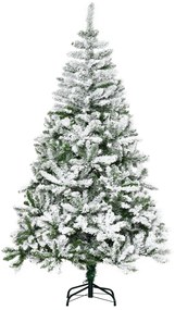 Árvore de Natal Artificial 180cm com Neve Ignífugo com 750 Ramos Folhas de PVC Abertura Automática Base Dobrável e Suporte Metálico Decoração de Natal