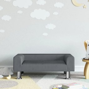 Sofá infantil 70x45x26,5 cm veludo cinzento-escuro