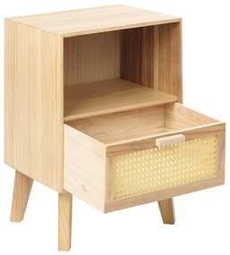 Mesa de cabeceira com 1 gaveta em rattan cor de madeira clara SENEY Beliani