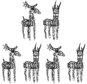 Decorações renas de Natal 6pcs 240 luzes LED vime branco quente