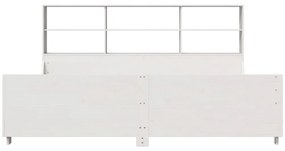 Cama com estante sem colchão 200x200 cm madeira maciça branco
