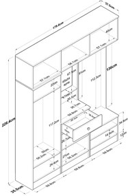 Hall Stand EA108 – Branco – 179,6 x 226,4 x 35,5 cm