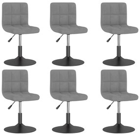 vidaXL Cadeiras de jantar giratórias 6 pcs veludo cinzento-claro