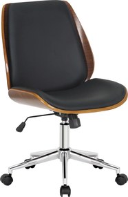 Cadeira de Escritório Mitch Chrome Preto e nogueira