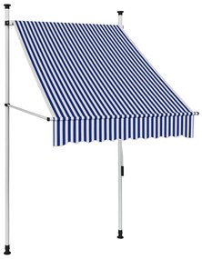 Toldo retrátil manual 100 cm riscas azuis e brancas