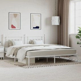 vidaXL Estrutura de cama com cabeceira 193x203 cm metal branco