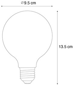 Conjunto de 5 Lâmpada LED regulável E27 opal G95 5W 450lm 2700K