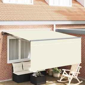 vidaXL Toldo Retrátil Creme Largo Poliéster