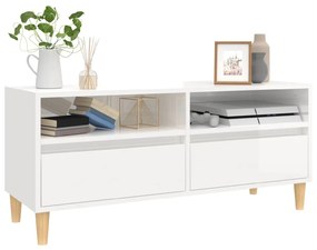 Móvel p/ TV 100x34,5x44,5 cm derivados madeira branco brilhante