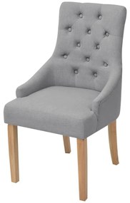 Cadeiras de jantar 4 pcs tecido cinzento-claro
