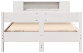 Cama com estante sem colchão 120x190 cm pinho maciço branco