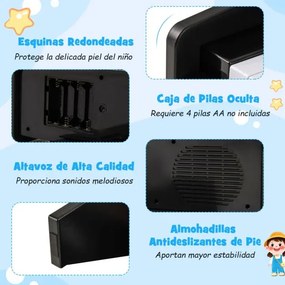 Teclado de piano para crianças 38 x 23 x 27 cm com 25 teclas digital em madeira com velocidade e volume ajustáveis Modo de ensino Preto