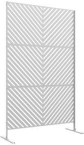 Outsunny Biombo de Exterior Separador de Ambientes de 3 Peças com Padrão de Linhas Transversais Estrutura de Aço 122x45x198 cm Branco | Aosom Portugal