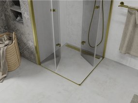 Mexen Lima Cabine de duche dobrável Duo 90 x 90 cm, transparente, dourada - 856-090-090-50-00-02