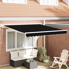 vidaXL Toldo Retrátil Automático Preto 350x250 cm