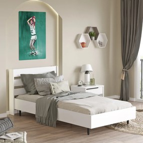 Estrutura de Cama "Ocean" com Cabeceira – Branco - 100x200 cm - Design