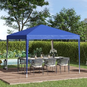 Tenda Dobrável 295x295x255 cm com Bolsa de Transporte Altura Ajustável Anti-UV para Terraço Pátio Azul
