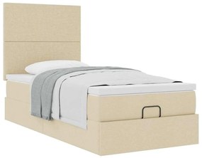 Cama otomana com colchão 90x200 cm tecido creme