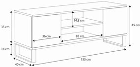 Móvel TV 155 cm - estilo loft cor carvalho artesanal