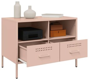 Móveis de TV 2 pcs 68x39x50,5 cm aço laminado a frio rosa