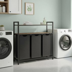 Cesto para roupa suja 120 L com 3 sacos removíveis 92,5 x 33 x 92 cm castanho, preto