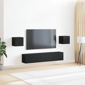 Conjunto de Armário para TV vidaXL de 6 Peças Carvalho Preto Madeira Engenheirada