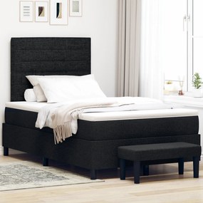 Cama com Box Spring com Colchão e Banco Preto 120x190 cm Tecido