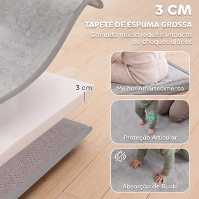 Tapete Infantil 180x150 cm Espuma 3 cm (PARQUE NÃO INCLUIDO) Franela Suave Antiderrapante Impermeável Cinza Claro