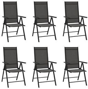 Cadeiras de jardim dobráveis 6 pcs textilene preto