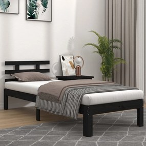 Estrutura de cama 90x200 cm madeira maciça preto