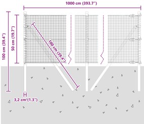 Conjunto de Poste de Cerca Conjunto de 2 Cinza Metal Galvanizado