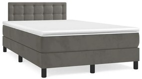 Cama box spring colchão LED 120x190cm couro artif. cinza-escuro