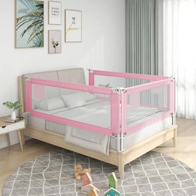 10201 vidaXL Barra de segurança p/ cama infantil tecido 140x25 cm rosa