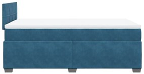 Cama boxspring com colchão 120x200 cm veludo azul-escuro