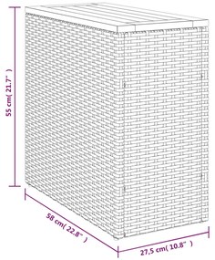 Mesa apoio jardim c/ tampo madeira 58x27,5x55 cm vime PE bege