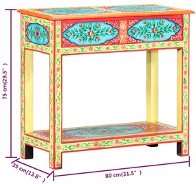 Mesa consola pintada à mão 80x35x75 cm mangueira maciça