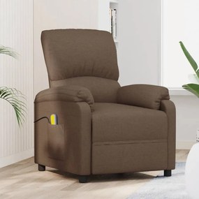 vidaXL Poltrona de massagens reclinável tecido castanho