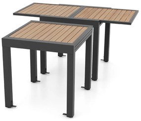 Mesa de jardim extensível 80-160 cm de alumínio para 4-6 pessoas com suporte em forma de L Mesa de metal extensível castanha