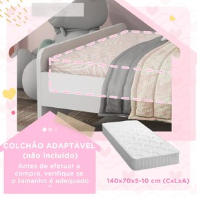 ZONEKIZ Cama para Crianças de 3-6 Anos 143x74x67 cm Cama Infantil de M