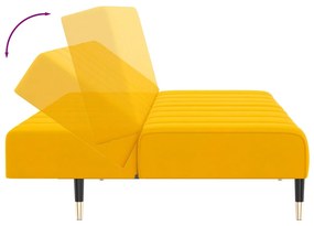 Sofá-cama de 2 lugares veludo amarelo