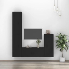 vidaXL Conjunto móveis de TV 4 pcs madeira processada preto