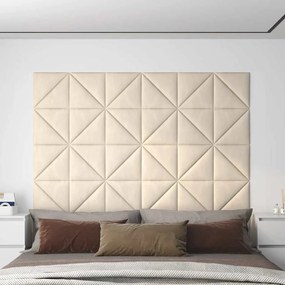 vidaXL Painel de parede 12 pcs 30x30 cm veludo 0,54 m² cor creme